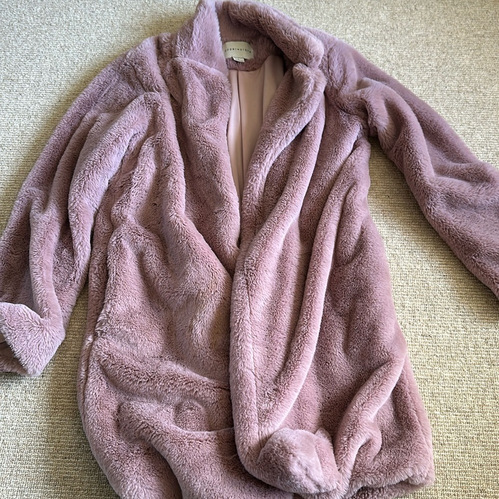 Beautiful soft paper crane cozy coat plum colored